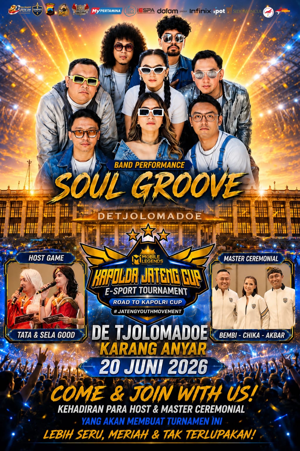 Soul Groove Band Siap Guncang Panggung Turnamen E-Sport Kapolda Jateng Cup 2026 di De Tjolomadoe Akhir Pekan Ini â€‹