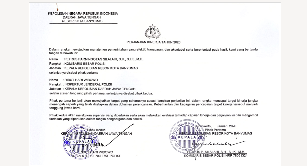 PERJANJIAN KINERJA POLRESTA BANYUMAS TAHUN 2026
