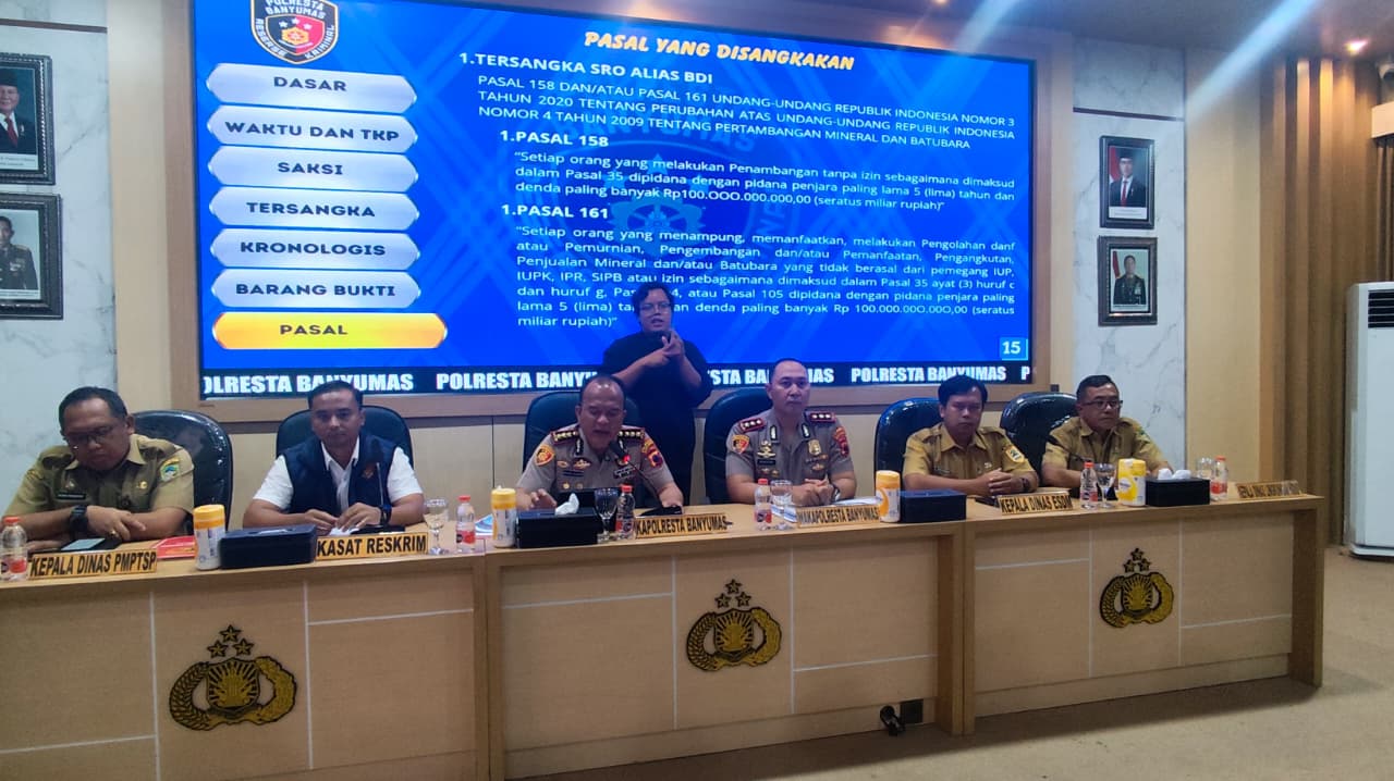 Polresta Banyumas Bongkar Tambang Emas Ilegal di Gumelar, Tiga Tersangka Diamankan