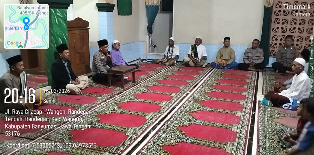Tarawih Keliling di Randegan, Kapolsek Wangon Banyumas Sampaikan Pesan Kamtibmas OKC 2026